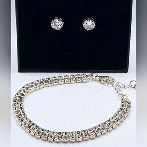 Diamond Simulants Earrings & Tennis Bracelet
